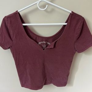 Medium Maroon Aeropostale Baby Tee crop top